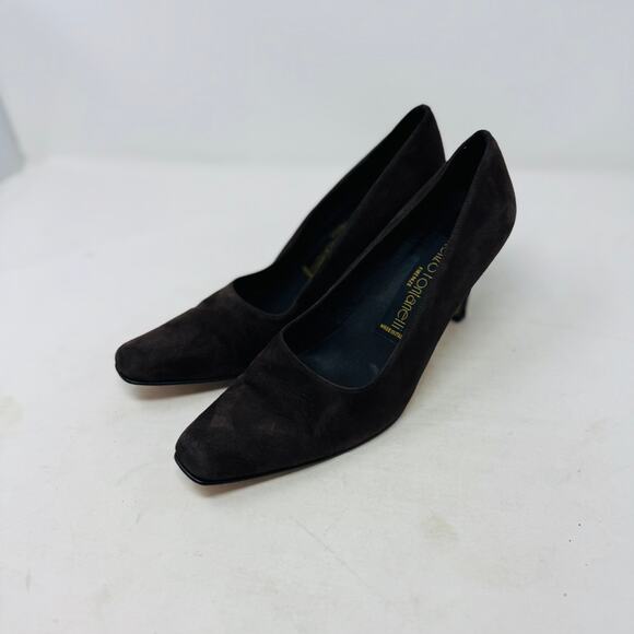 Vintage Renzo Fontanelli Chocolate Brown Suede Pumps Made in Italy Heel Size 8.5 - Picture 13 of 13